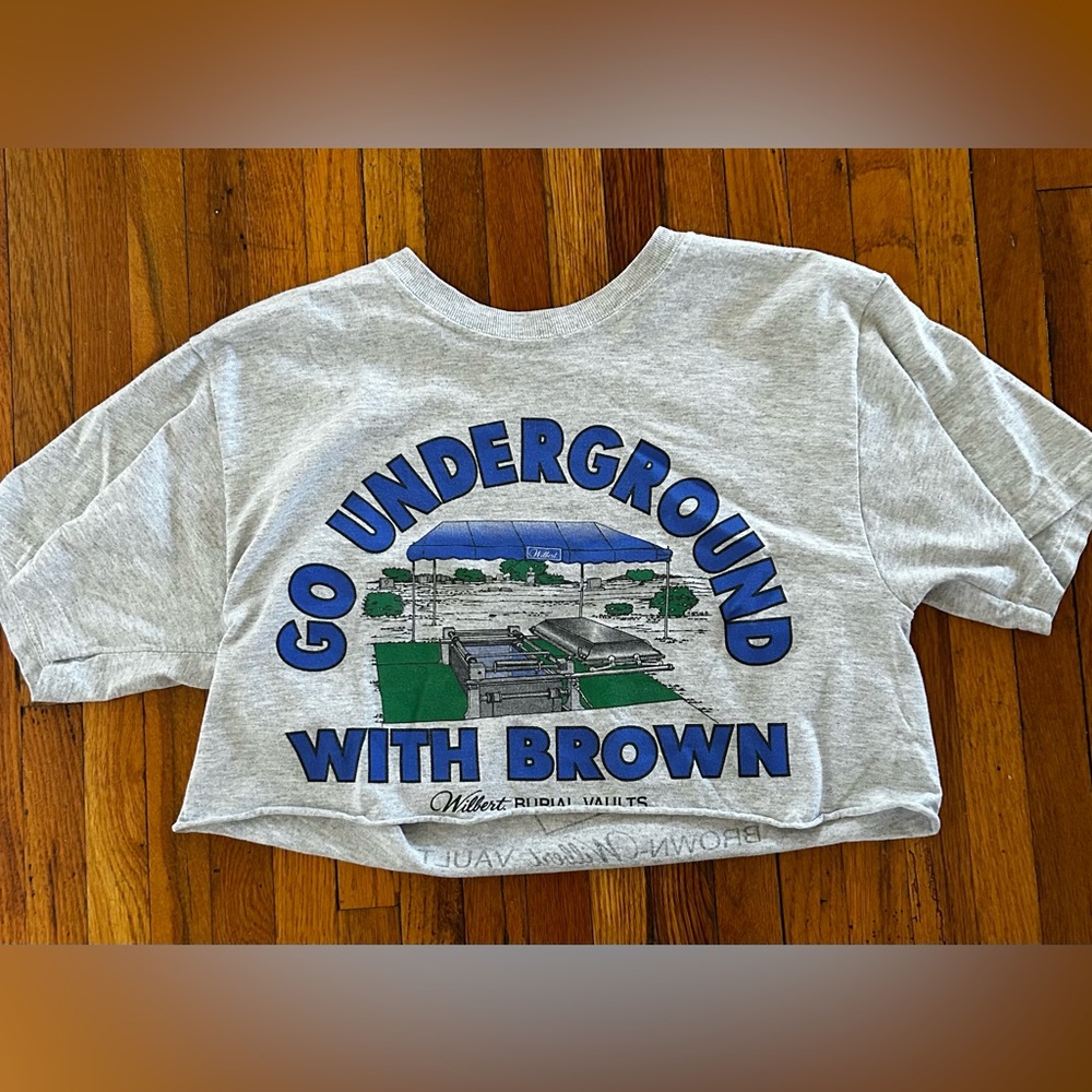 VINTAGE “Go Underground with Brown” cropped top